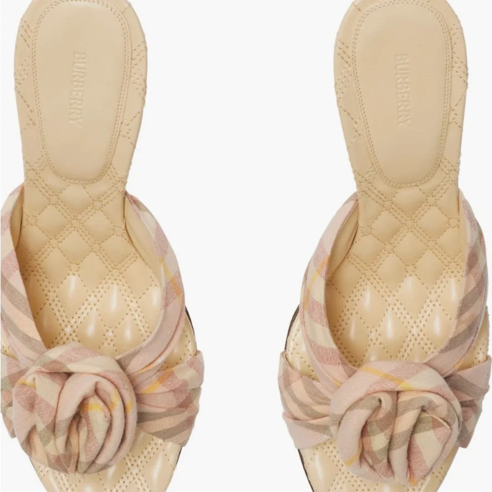 Burberry Mews Rose 90MM Check Mules - Picture 3 of 7